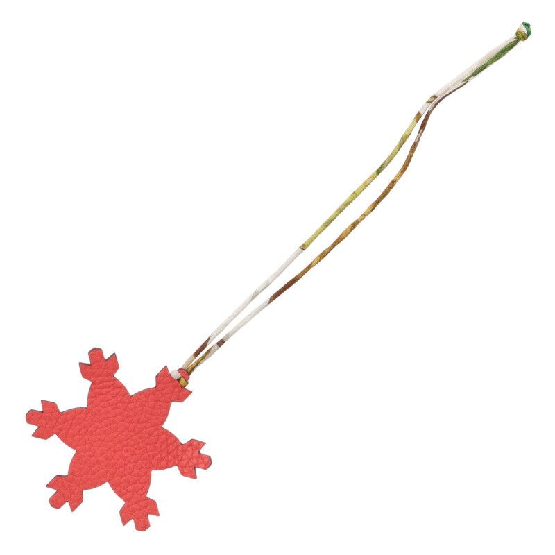 Hermes Petit Ash Snowflake Togo Epsom Bag Charm Red X Pink
