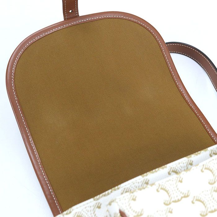 Celine Folco Triomphe Canvas Crossbody Shoulder Bag White