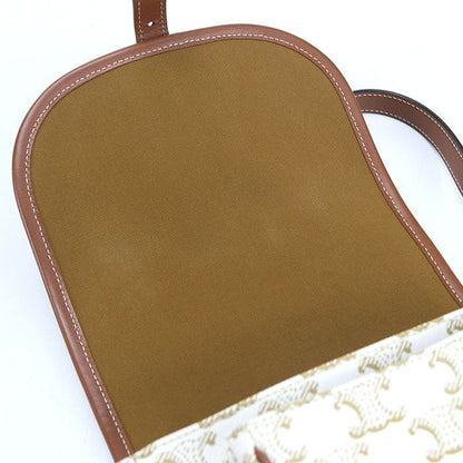 Celine Folco Triomphe Canvas Crossbody Shoulder Bag White
