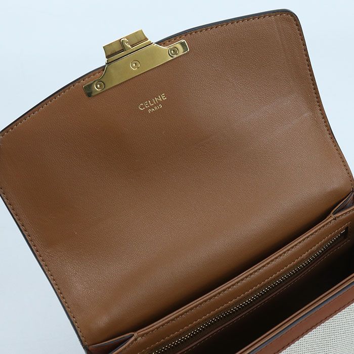 Celine Classic Triomphe Crossbody Shoulder Bag Jacquard Beige