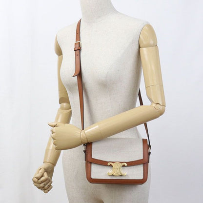 Celine Classic Triomphe Crossbody Shoulder Bag Jacquard Beige