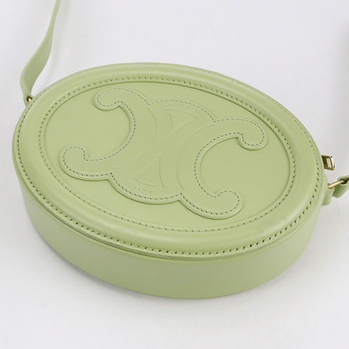 Celine Oval Pass Cuill Triomphe Crossbody Shoulder Bag Leather Green
