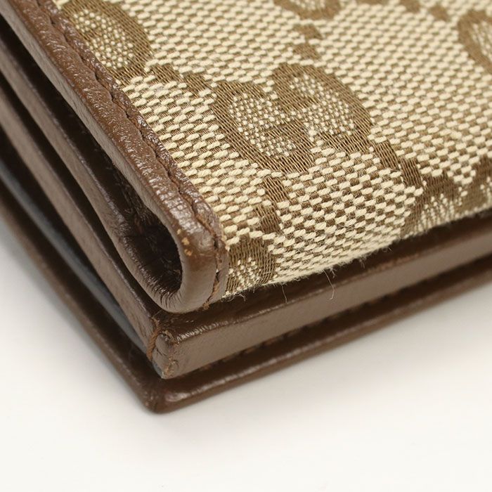 Gucci Compact Wallet GG Canvas Trifold Beige