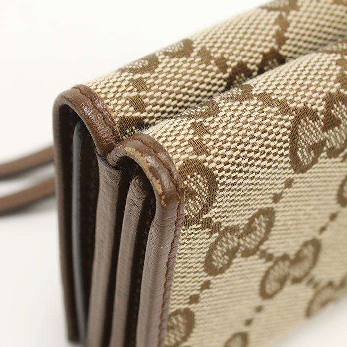 Gucci Compact Wallet GG Canvas Trifold Beige