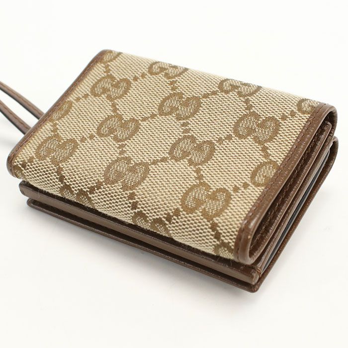 Gucci Compact Wallet GG Canvas Trifold Beige