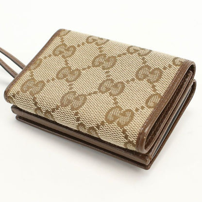 Gucci Compact Wallet GG Canvas Trifold Beige