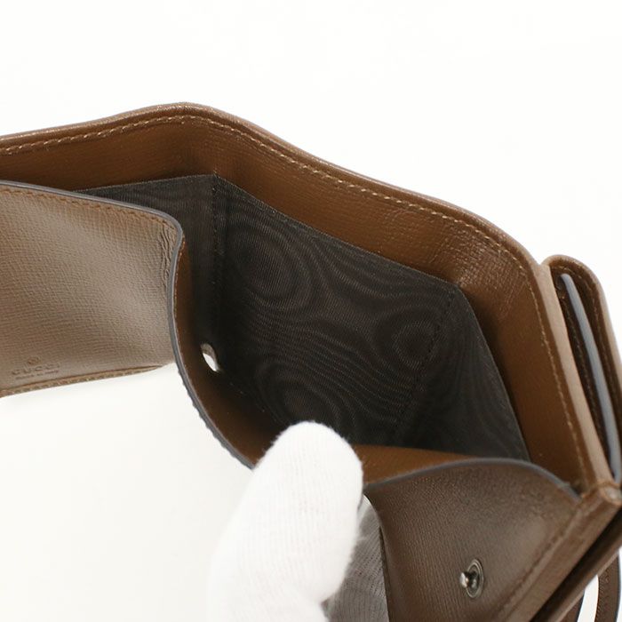 Gucci Compact Wallet GG Canvas Trifold Beige