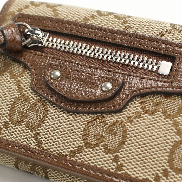 Gucci Compact Wallet GG Canvas Trifold Beige