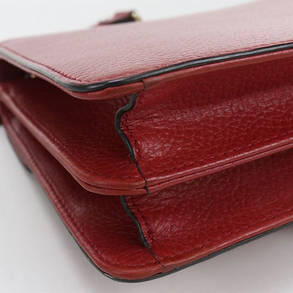 Gucci Chain Interlocking Crossbody Shoulder Bag Leather Red