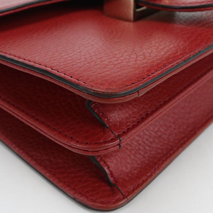 Gucci Chain Interlocking Crossbody Shoulder Bag Leather Red