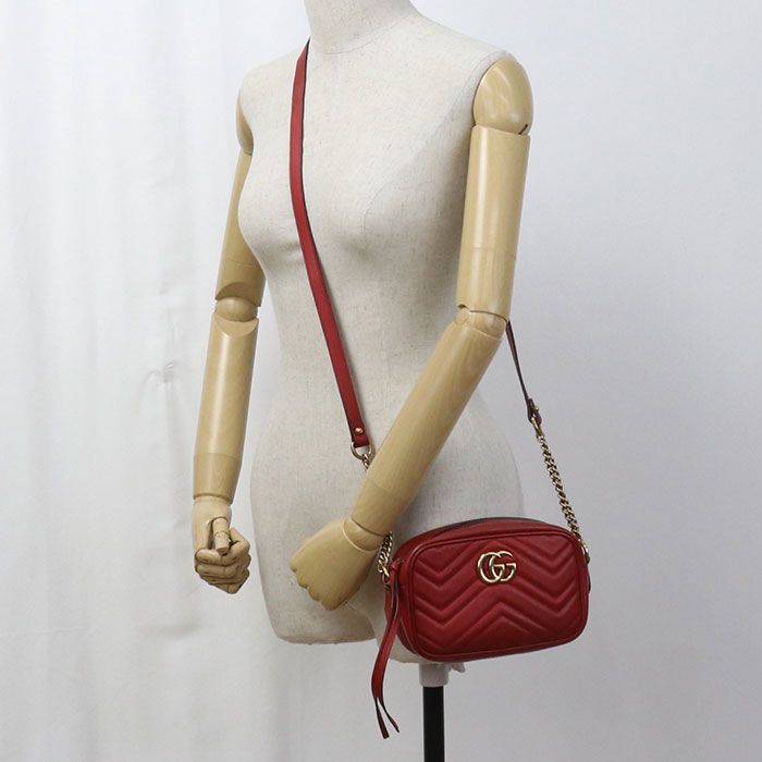 Gucci Mini Camera Bag GG Marmont Crossbody Leather Red