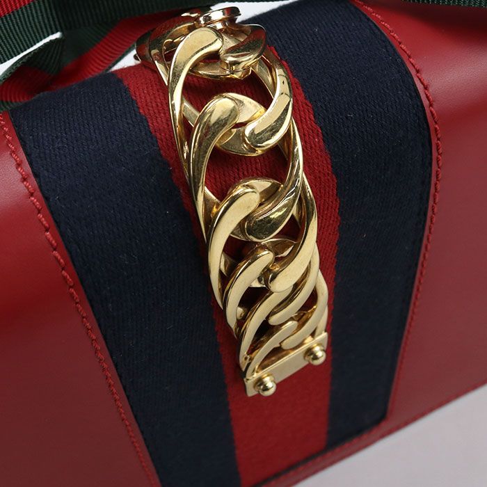Gucci Sylvie Shoulder Bag Leather Red
