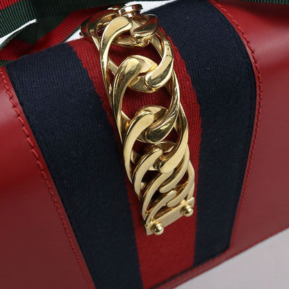 Gucci Sylvie Shoulder Bag Leather Red