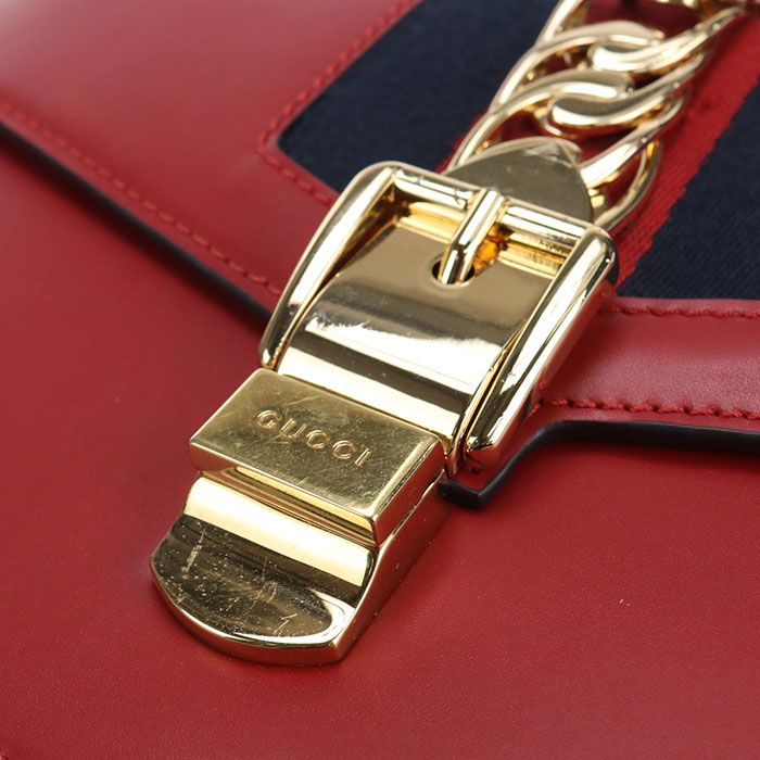 Gucci Sylvie Shoulder Bag Leather Red