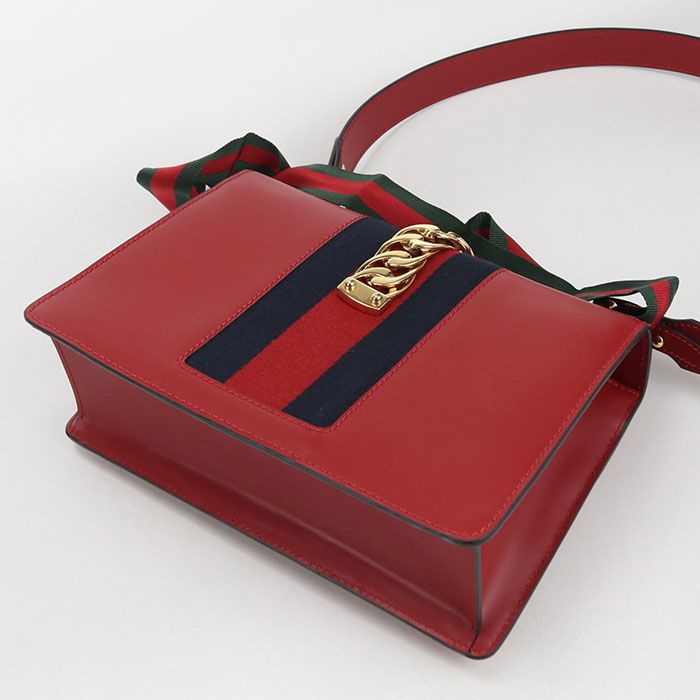 Gucci Sylvie Shoulder Bag Leather Red
