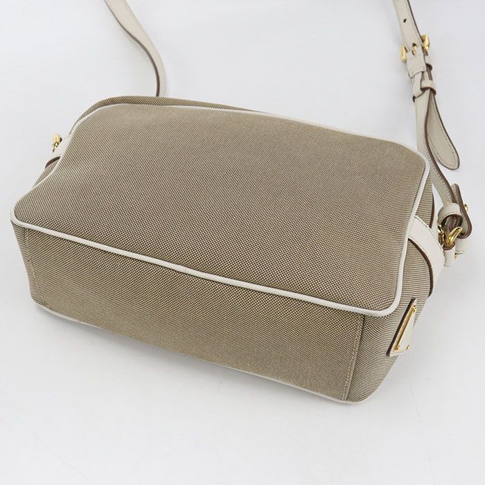 Prada Logo Jacquard Crossbody Shoulder Bag Beige