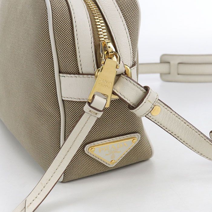 Prada Logo Jacquard Crossbody Shoulder Bag Beige