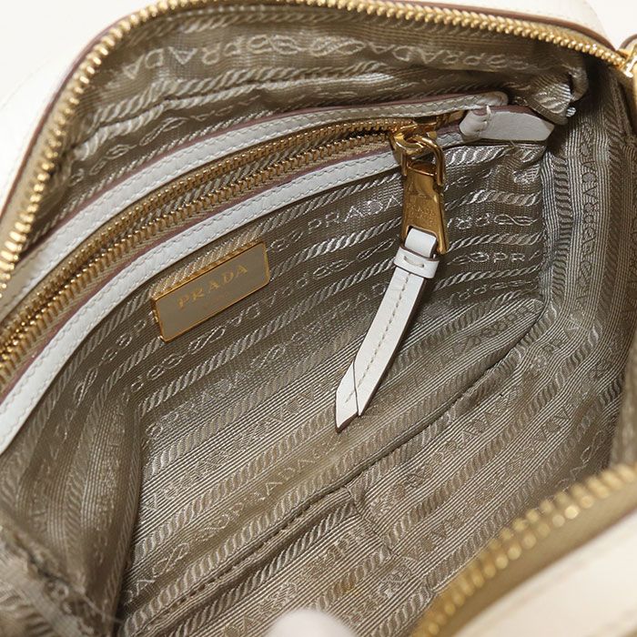 Prada Logo Jacquard Crossbody Shoulder Bag Beige