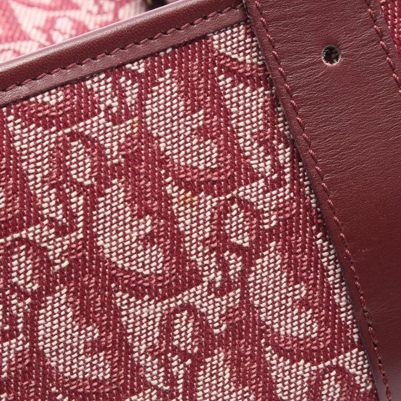 Dior Shoulder Bag Trotter Wine Red Canvas Leather Oblique