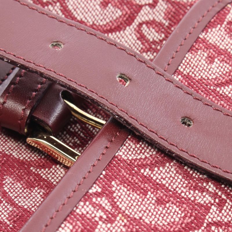 Dior Shoulder Bag Trotter Wine Red Canvas Leather Oblique