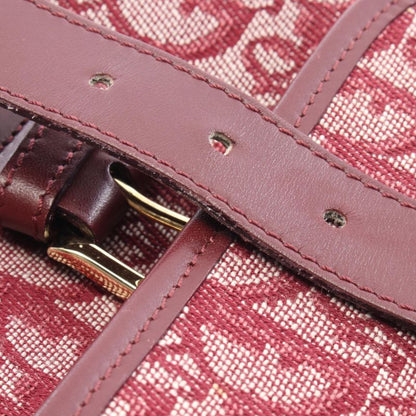 Dior Shoulder Bag Trotter Wine Red Canvas Leather Oblique