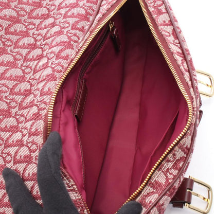 Dior Shoulder Bag Trotter Wine Red Canvas Leather Oblique