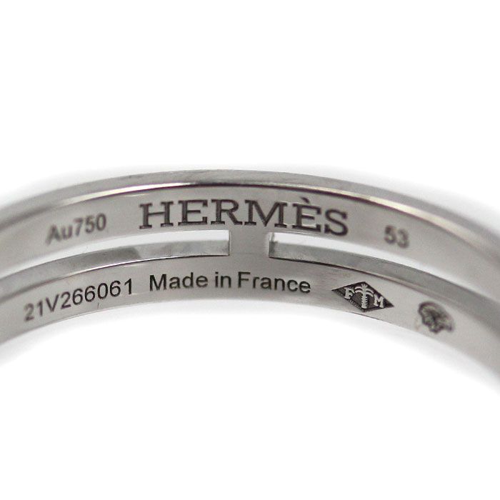 Hermes 18K White Gold Arianne PM Diamond Ring