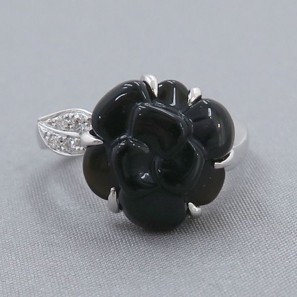 Chanel Camellia Ring Onyx & Diamond 46