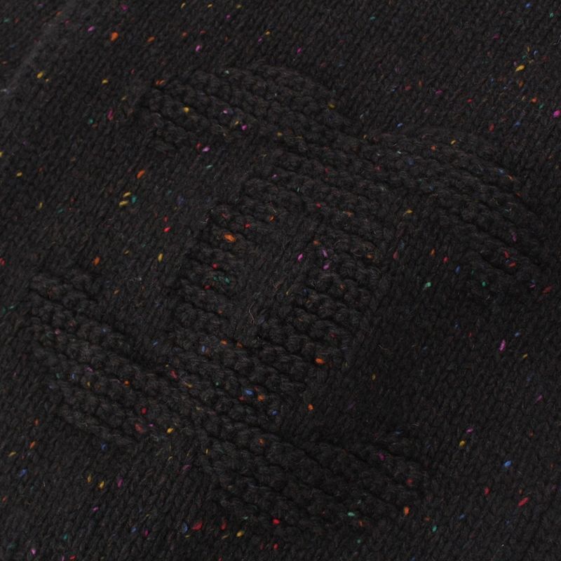 Chanel Cashmere Silk CC Logo Mixed Color Nep Knit Scarf Black