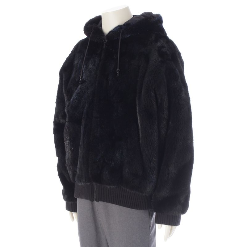 Louis Vuitton Mink Monogram Mineral Hooded Jacket Black