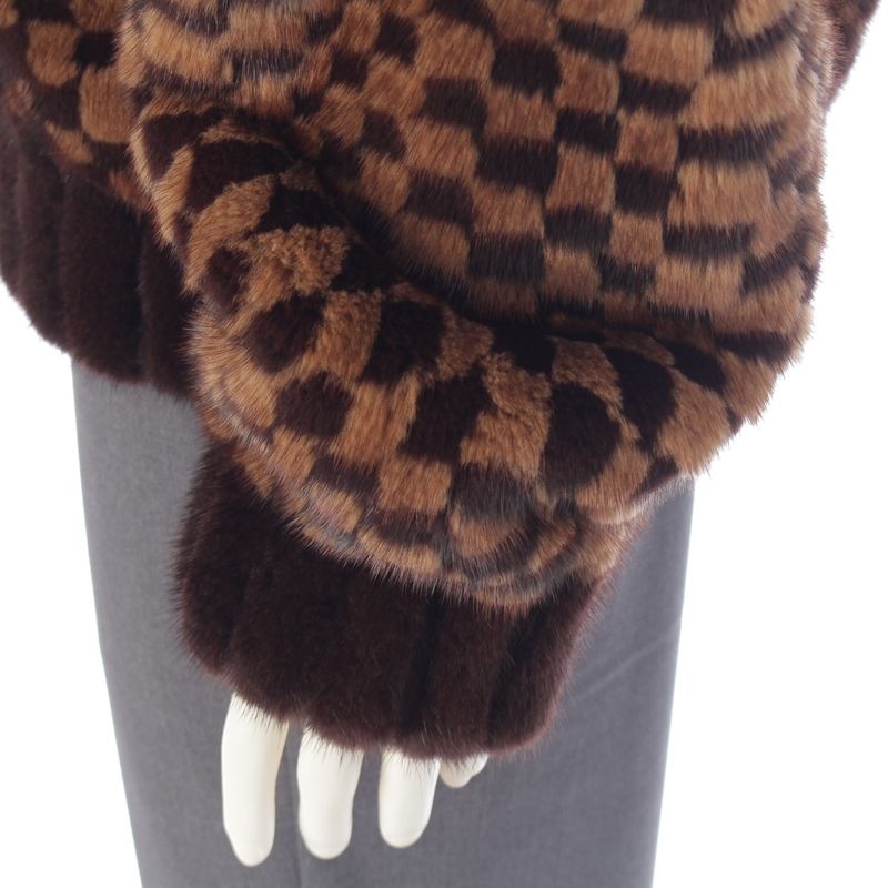 Louis Vuitton Mink Damier Intarsia Zip Hooded Jacket Brown