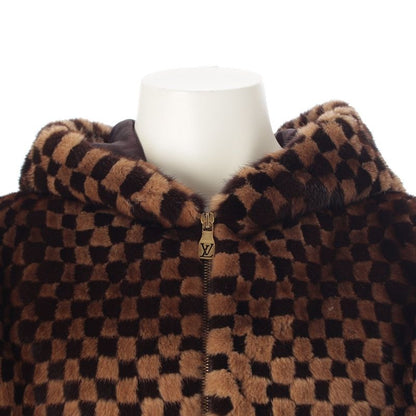 Louis Vuitton Mink Damier Intarsia Zip Hooded Jacket Brown