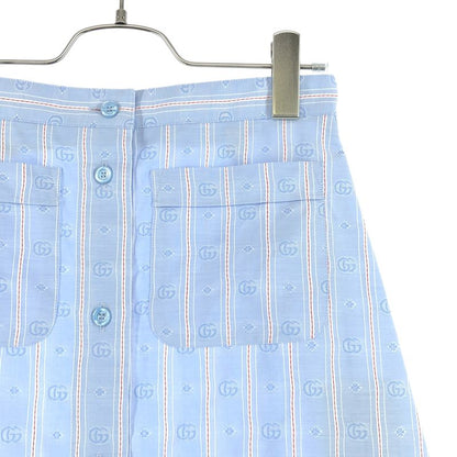 Gucci Cotton Striped GG Skirt 38 Blue