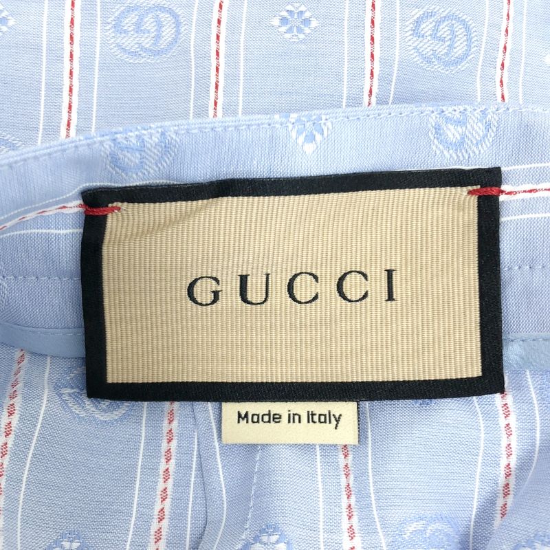 Gucci Cotton Striped GG Skirt 38 Blue
