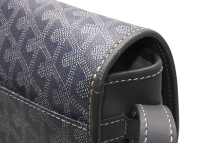 Goyard Belvedere MM Shoulder Bag Gray Leather Silver Herringbone Pattern — view 4