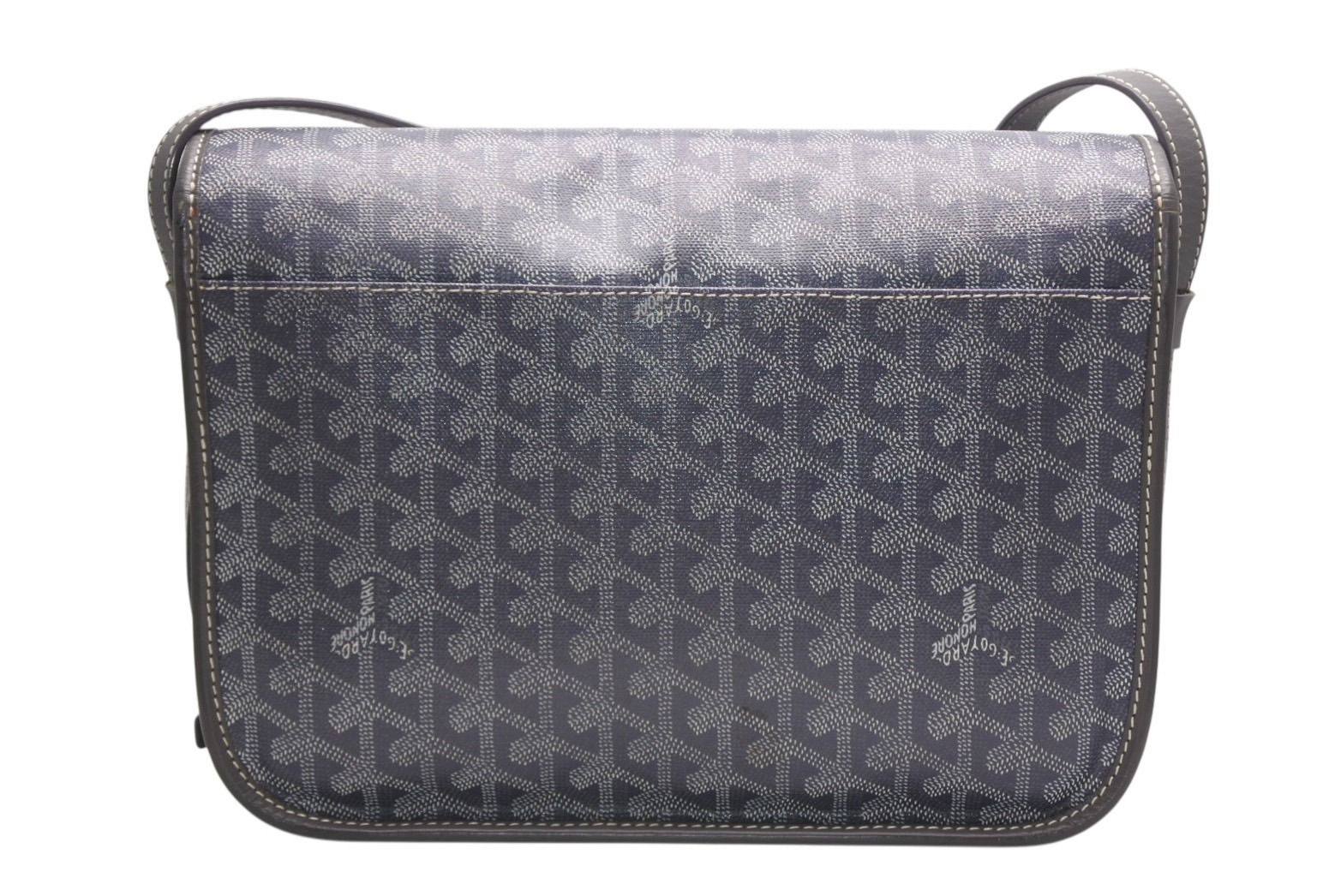 Goyard Belvedere MM Shoulder Bag Gray Leather Silver Herringbone Pattern — view 2