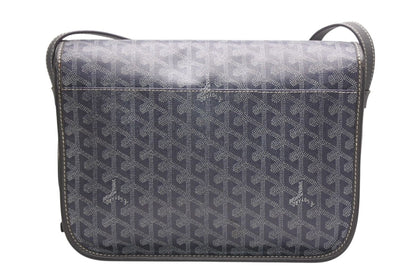 Goyard Belvedere MM Shoulder Bag Gray Leather Silver Herringbone Pattern — view 2