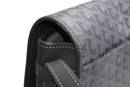 Goyard Belvedere MM Shoulder Bag Gray Leather Silver Herringbone Pattern — view 5