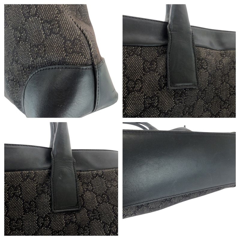 Gucci Black GG Canvas Leather 002 Shoulder Bag Tote