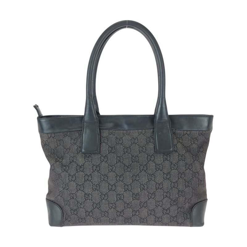 Gucci Black GG Canvas Leather 002 Shoulder Bag Tote