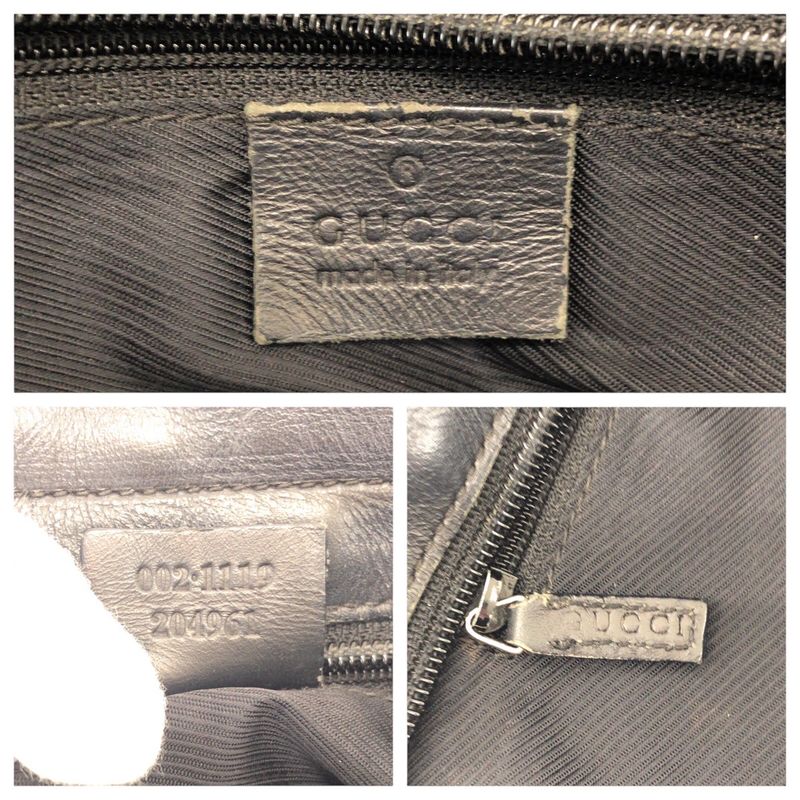 Gucci Black GG Canvas Leather 002 Shoulder Bag Tote