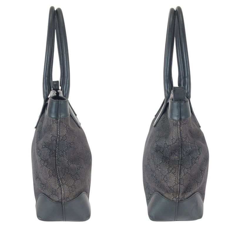 Gucci Black GG Canvas Leather 002 Shoulder Bag Tote