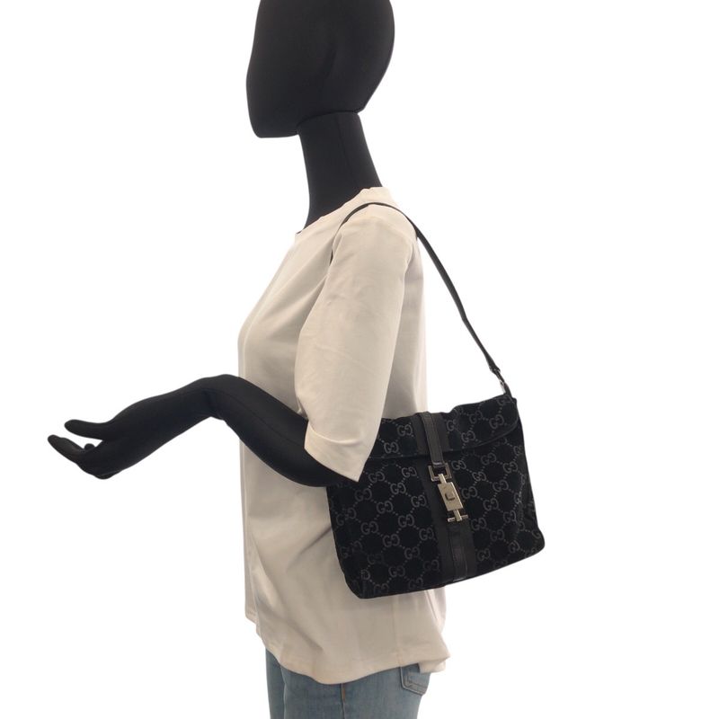 Gucci Jackie Black Suede Leather 001 Shoulder Bag