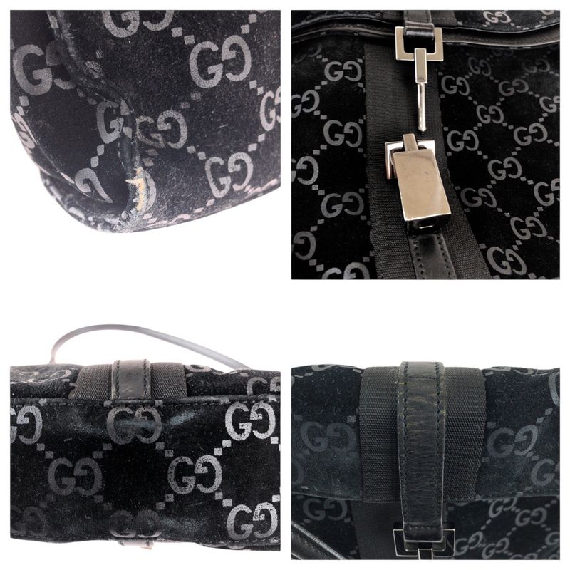 Gucci Jackie Black Suede Leather 001 Shoulder Bag