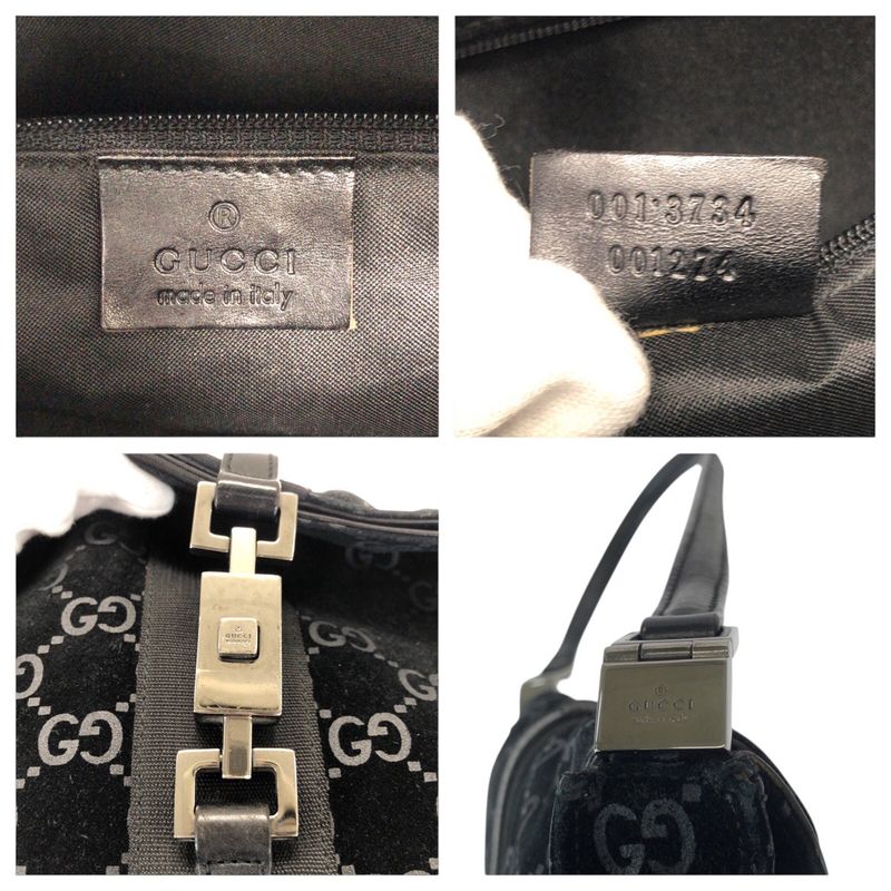 Gucci Jackie Black Suede Leather 001 Shoulder Bag