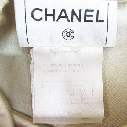 Chanel Sleeveless Top Blouse Silk 36 Beige
