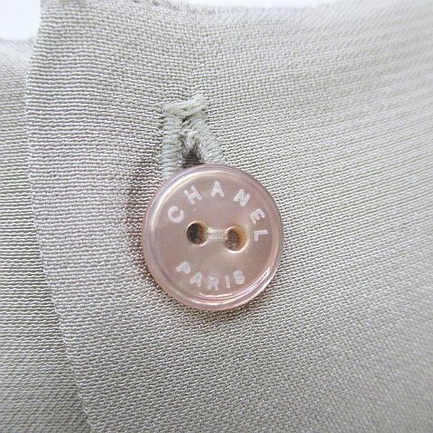 Chanel Sleeveless Top Blouse Silk 36 Beige