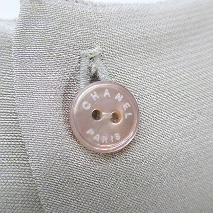 Chanel Sleeveless Top Blouse Silk 36 Beige