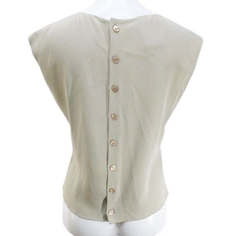 Chanel Sleeveless Top Blouse Silk 36 Beige