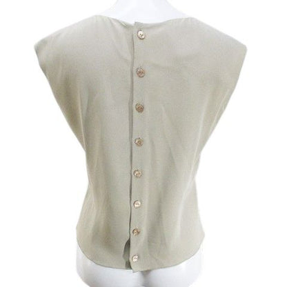 Chanel Sleeveless Top Blouse Silk 36 Beige